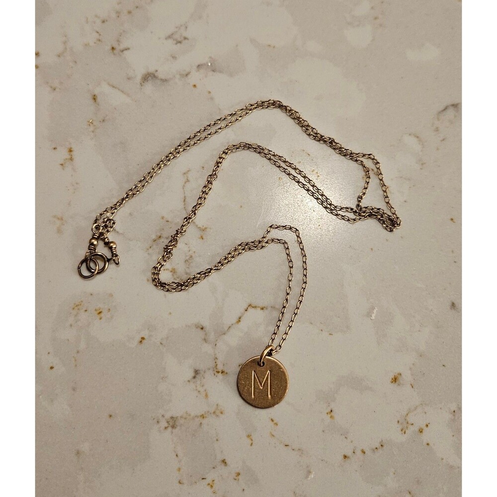14K Gold Plated "M" Initial Necklace